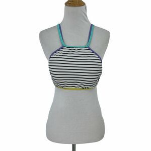 Victorias Secret Halter Bikini Top Womens M Medium Stripe Double Strap Padded